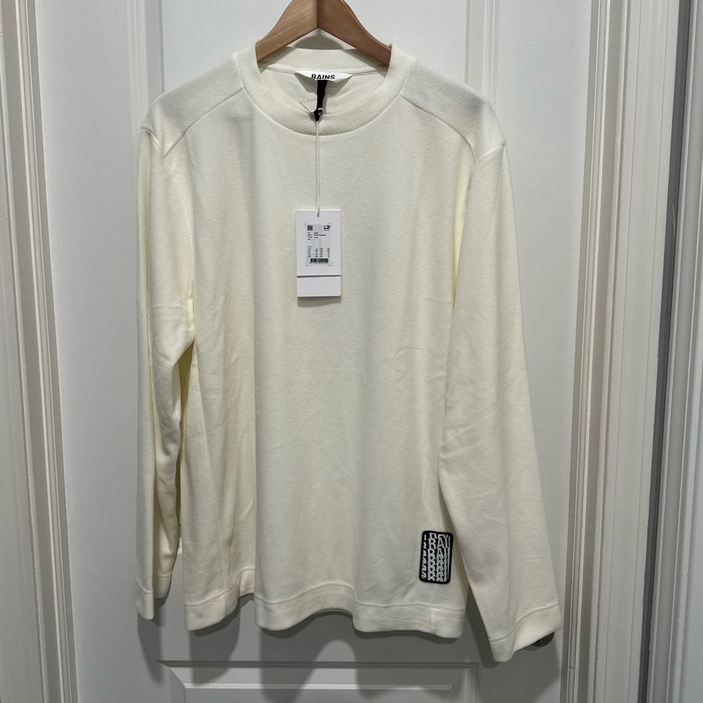 Rains Brushed Fleece Relaxed Sweatshirt in Fossil Size Large Unisex